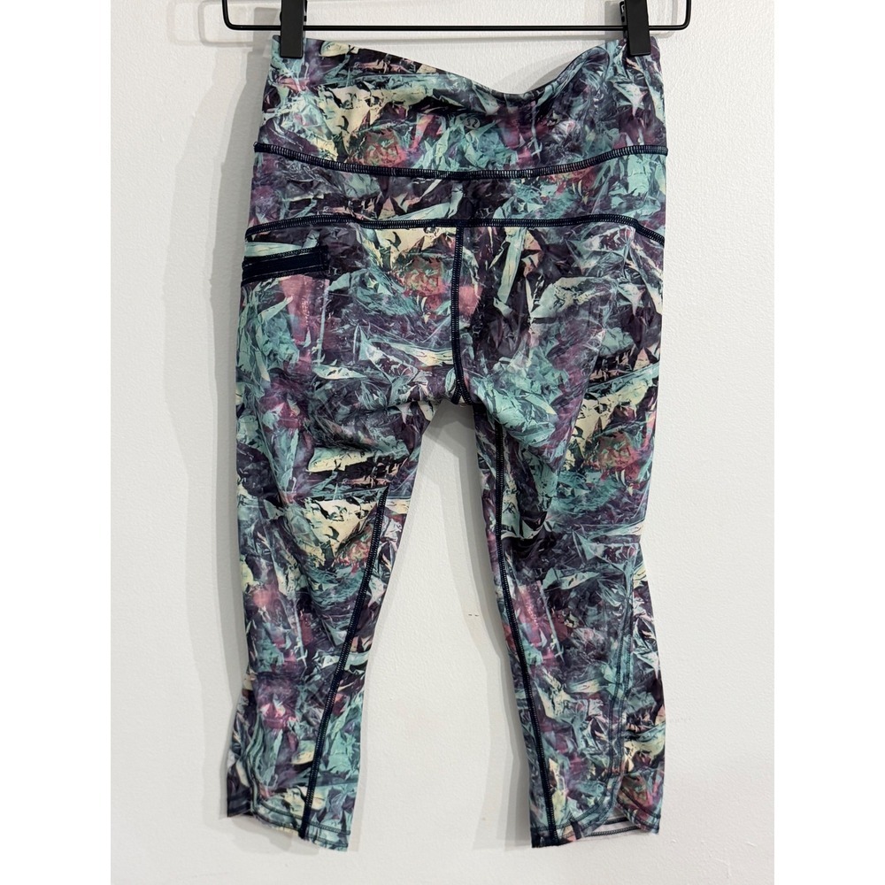 Lululemon Top Speed Crop 21 Iridescent Multi Abstract Running Leggings Womens 4 - Picture 4 of 9